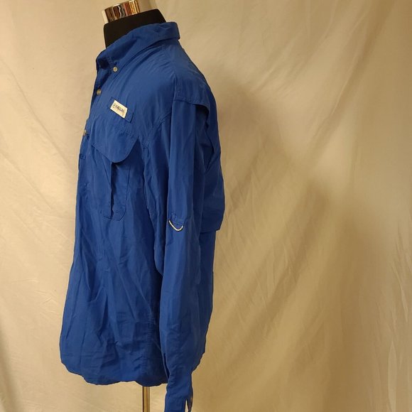 MAGELLAN OUTDOORS MAG WICK Mens Large Royal Blue Fish Long Sleeve Shirt - Picture 9 of 12